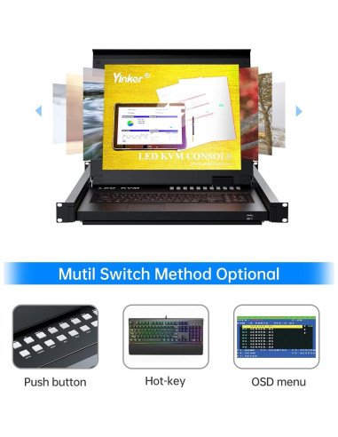 Conmutador KVM VGA 16 Puertos Yinker con Monitor LCD 17''
