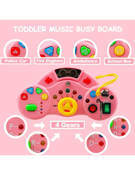 Tablero Ocupado Musical Majobee Rosa para Niños 1-4 Años