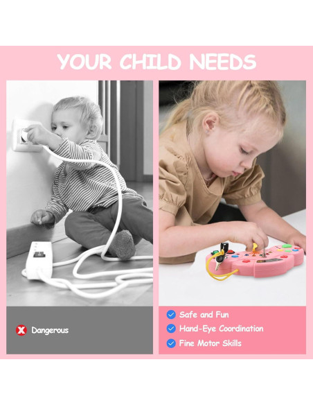 Tablero Ocupado Musical Majobee Rosa para Niños 1-4 Años