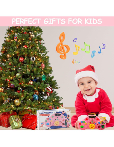 Tablero Ocupado Musical Majobee Rosa para Niños 1-4 Años