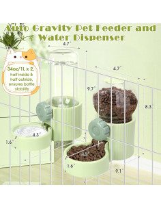 Dispensador Automático de Comida y Agua para Mascotas 1L Verde 2