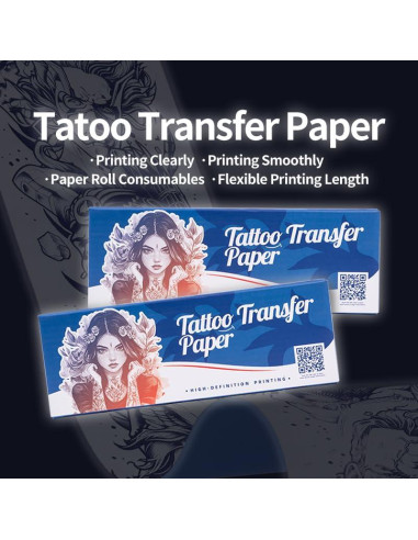 Papel de Transferencia de Tatuaje JZsmpmu 30m Rollo con Soporte
