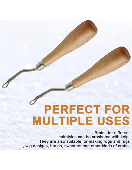 Kit de Herramientas de Tejer LifCratms - 2 Piezas Gancho de Madera 16 cm