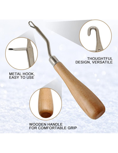 Kit de Herramientas de Tejer LifCratms - 2 Piezas Gancho de Madera 16 cm