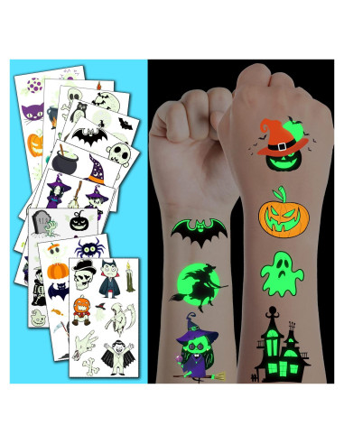 Tatuajes Temporales Halloween JCFIRE - Brillan en la Oscuridad