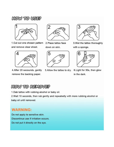 Tatuajes Temporales Halloween JCFIRE - Brillan en la Oscuridad