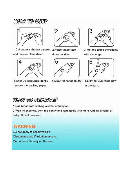 Tatuajes Temporales Halloween JCFIRE - Brillan en la Oscuridad