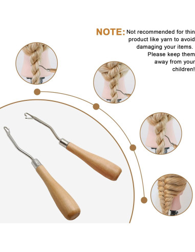 Kit de Herramientas de Tejer LifCratms - 2 Piezas Gancho de Madera 16 cm