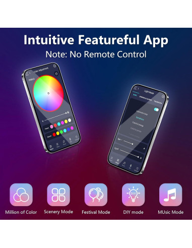 Tira LED Neón RGB-IC 10m Aurevita con Control App y Música