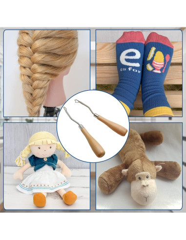 Kit de Herramientas de Tejer LifCratms - 2 Piezas Gancho de Madera 16 cm