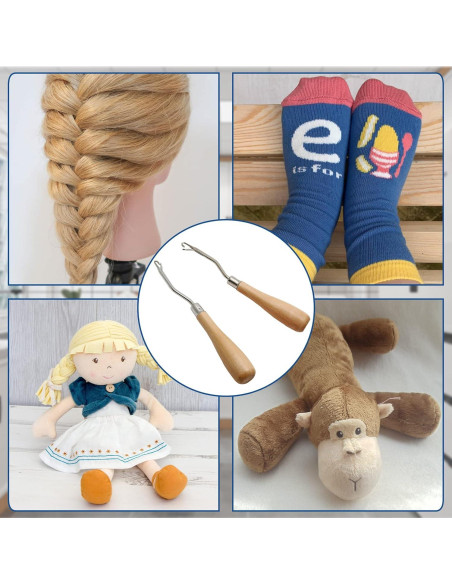 Kit de Herramientas de Tejer LifCratms - 2 Piezas Gancho de Madera 16 cm