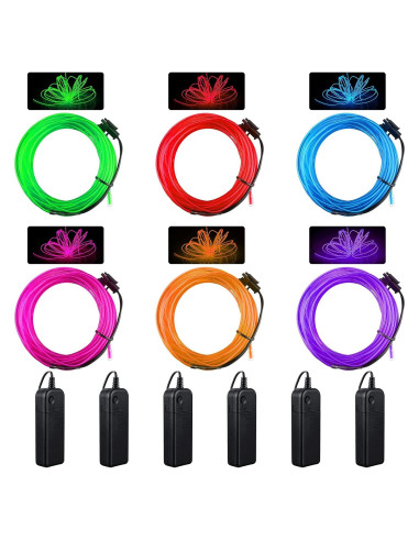 Luces LED Neon Portátiles Konohan 6 Piezas 5m Batería