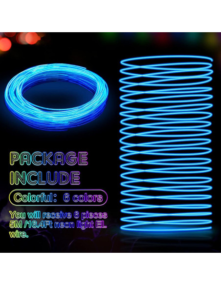 Luces LED Neon Portátiles Konohan 6 Piezas 5m Batería