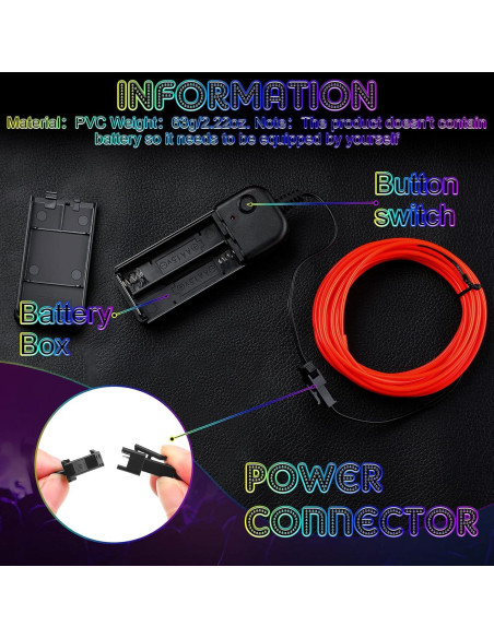 Luces LED Neon Portátiles Konohan 6 Piezas 5m Batería