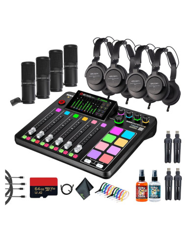 RODE RODECaster Pro II + 4 Auriculares + 4 Micrófonos + 64GB SD