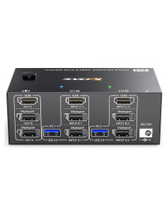 Interruptor KVM Triple Monitor MLEEDA 3 Monitores 2 PC 8K 60Hz