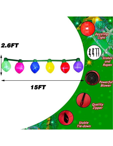 Adorno Inflable de Navidad SEASONBLOW 4.57 m con Luz LED