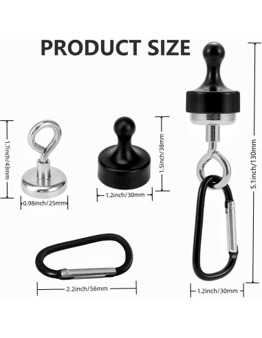 Ganchos Magnéticos Pxoerzy para Camping - 5 Unidades 6.8kg