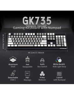 Teclado Mecánico Hexgears GK735 con Retroiluminación RGB 2