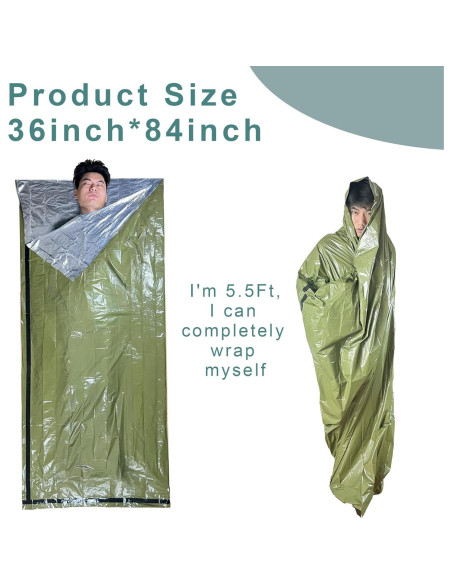 Bolsa de Dormir de Emergencia GJD 3 Piezas Mylar Térmico Bolsa de Dormir de Emergencia GJD 3 Piezas Mylar Térmico