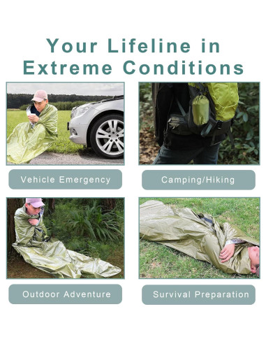 Bolsa de Dormir de Emergencia GJD 3 Piezas Mylar Térmico