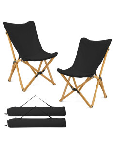 Sillas de Camping Tangkula 2 Piezas Plegables de Bambú