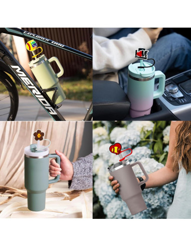 10 Tapas de Silicona Reutilizables Kinearcharms para Pajitas 10mm