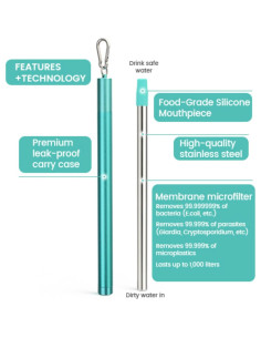 Filtro de Agua Paja Sursip Acero Inoxidable 1 Paquete Portátil 2