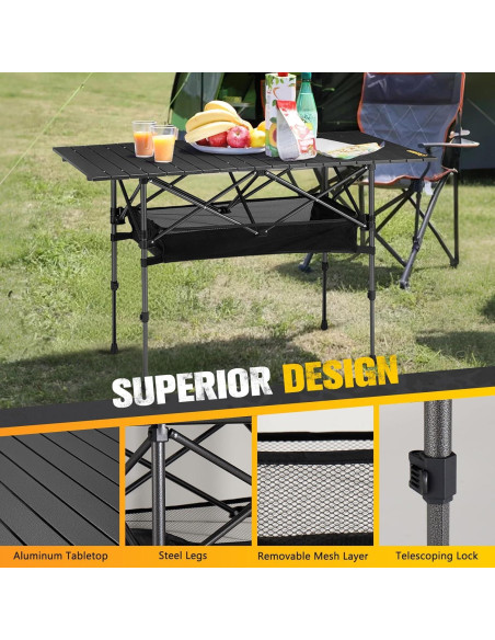 Mesa de Camping Plegable BUNKER INDUST Aluminio 119 cm Ajustable Mesa de Camping Plegable BUNKER INDUST Aluminio 119 cm Ajustable
