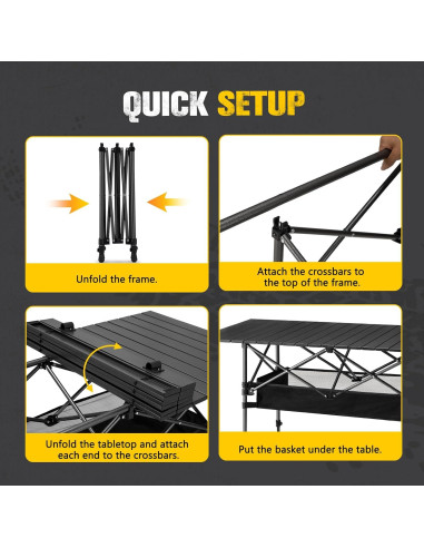 Mesa de Camping Plegable BUNKER INDUST Aluminio 119 cm Ajustable