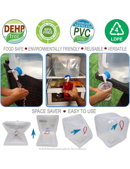 Contenedores de Agua Plegables WaterStorageCube 19.2L 5.3 Gal