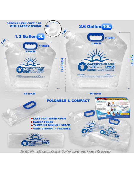 Contenedores de Agua Plegables WaterStorageCube 19.2L 5.3 Gal