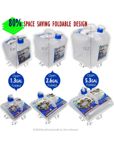Contenedores de Agua Plegables WaterStorageCube 19.2L 5.3 Gal