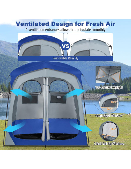 Carpa de Ducha Tangkula Doble 2 Personas 210.82x106.68cm