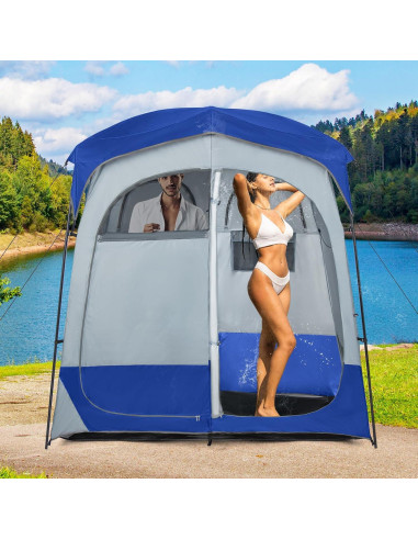 Carpa de Ducha Tangkula Doble 2 Personas 210.82x106.68cm