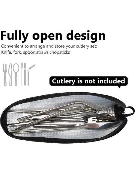 Juego de Utensilios de Viaje Aosbos con Estuche Negro