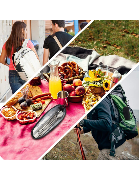 Juego de Utensilios de Viaje Aosbos con Estuche Negro