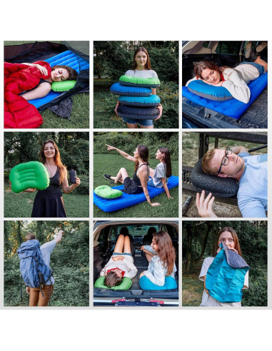 Almohada Inflable ATEPA Negra Ergonómica para Camping 0.09 kg