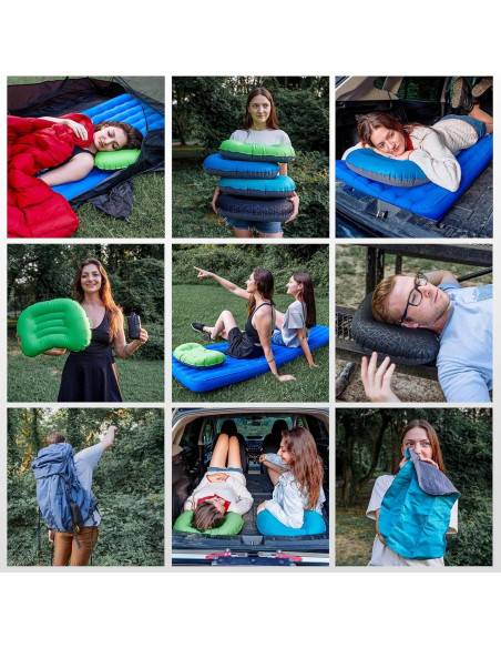 Almohada Inflable ATEPA Negra Ergonómica para Camping 0.09 kg