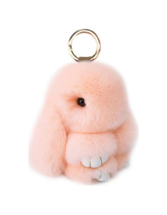 Llavero Mini Conejo Rosa JTKDXQS de Pelaje Artificial 9.9 cm