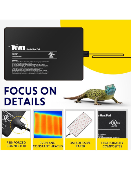 Almohadilla Térmica para Reptiles iPower 20x30 cm 16W