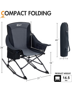 Silla de Camping Plegable Portal Rocking 350 lbs Negra 2