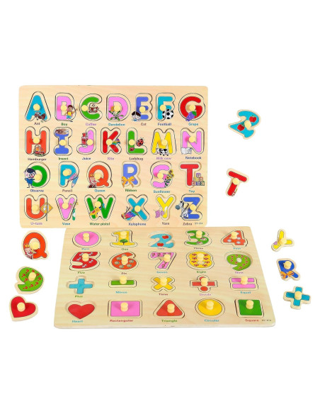 Rompecabezas de Madera SAOCOOL para Niños 2-4 Años - Letras y Números