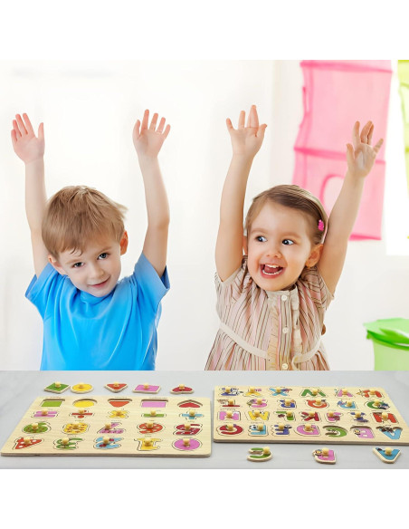 Rompecabezas de Madera SAOCOOL para Niños 2-4 Años - Letras y Números