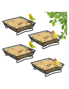 4 Bandejas de Alimentación para Aves TREEHAC 17.8x17.8cm Metal