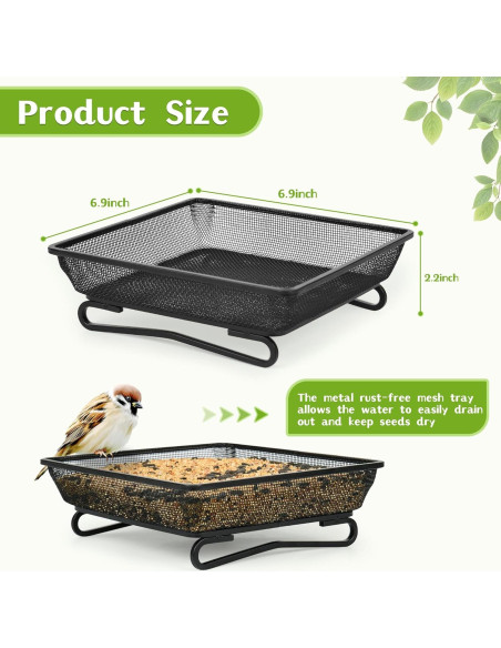 4 Bandejas de Alimentación para Aves TREEHAC 17.8x17.8cm Metal