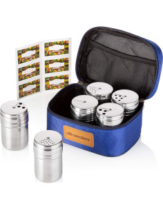Set 6 Especieros Acero Inoxidable Wealers Azul Portátil 2