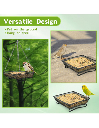 4 Bandejas de Alimentación para Aves TREEHAC 17.8x17.8cm Metal