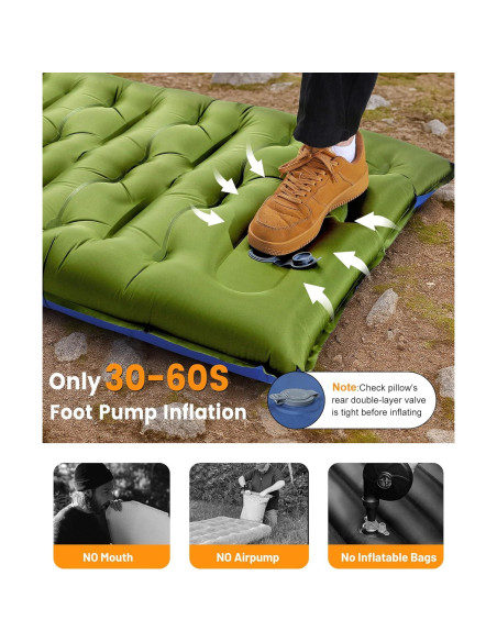 Colchoneta de Camping LLUAII Autoinflable 200x75x15cm Verde
