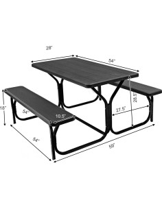 Conjunto de Mesa y Banco de Picnic Hysache, Acero Resistente 137x149 cm 2